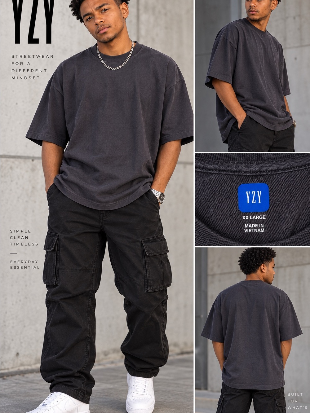 YZY Oversized Charcoal Gray T-Shirt – XXL Men’s